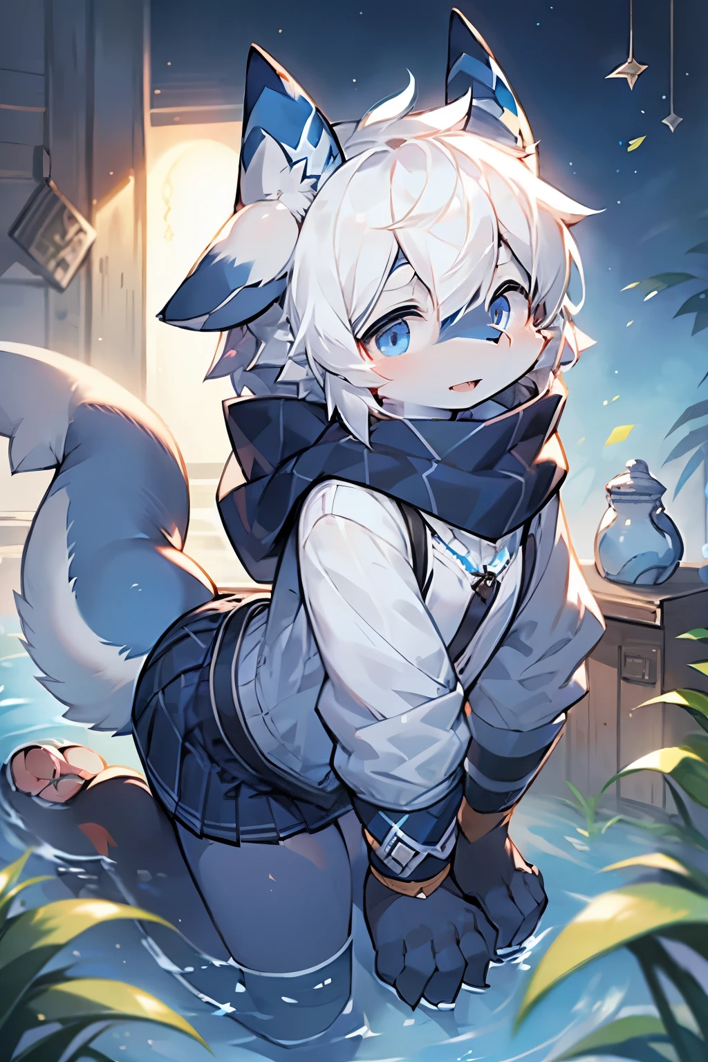 (ambiente dark:0.8),masterpiece,high quality,abstract res,digital painting\(artwork\), by dagasi, yupa,kiyosan,(anthro,fluffy fur,character focus:1.1),anthro male cat,short hair,portrait , eyes with brightness, in a panoramic view, Character focus.(detailedbackground:0.7), 独奏, shaggy, shaggy male, malefocus, anthr,(Full Body Furry, Fluffy tail, White fur, blue color eyes, blue hairs:1.2), (felid),(beachside)
