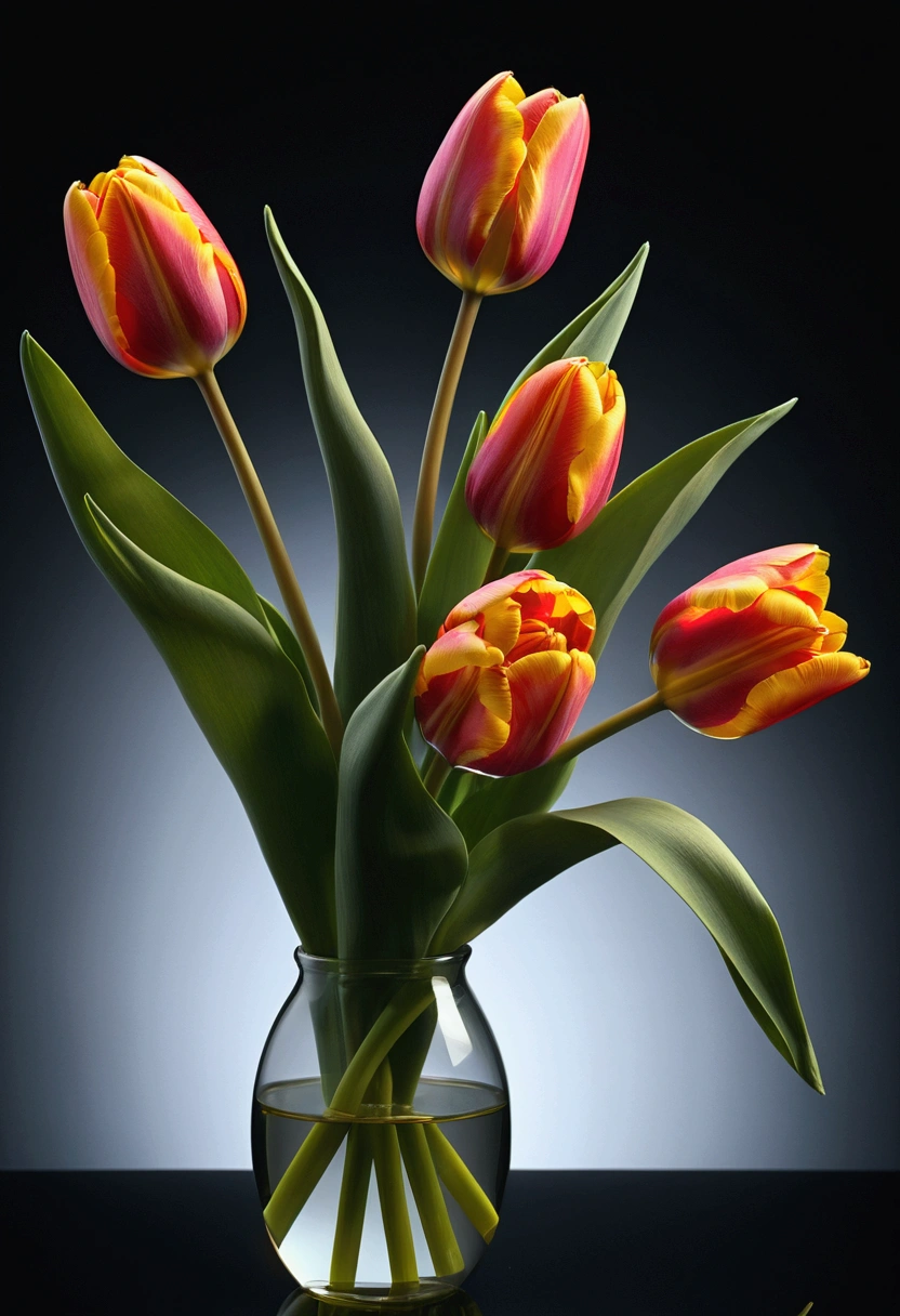 (Tulip:1.2), lmmerse yourself in the neon-lit, retro-futuristic garden in Retro Cyberpunk Visions, where the bright contrasts with the rough, forming a nostalgic yet futuristic scene, RAW photo, color graded, captivating chiaroscuro, dynamic movement, full body, (special effects:0.1), award-winning, cinematic still, emotional, vignette, dynamic, vivid, (masterpiece, best quality, photorealistic, Professional, perfect composition, very aesthetic, absurdres, ultra-detailed, intricate details:1.3)