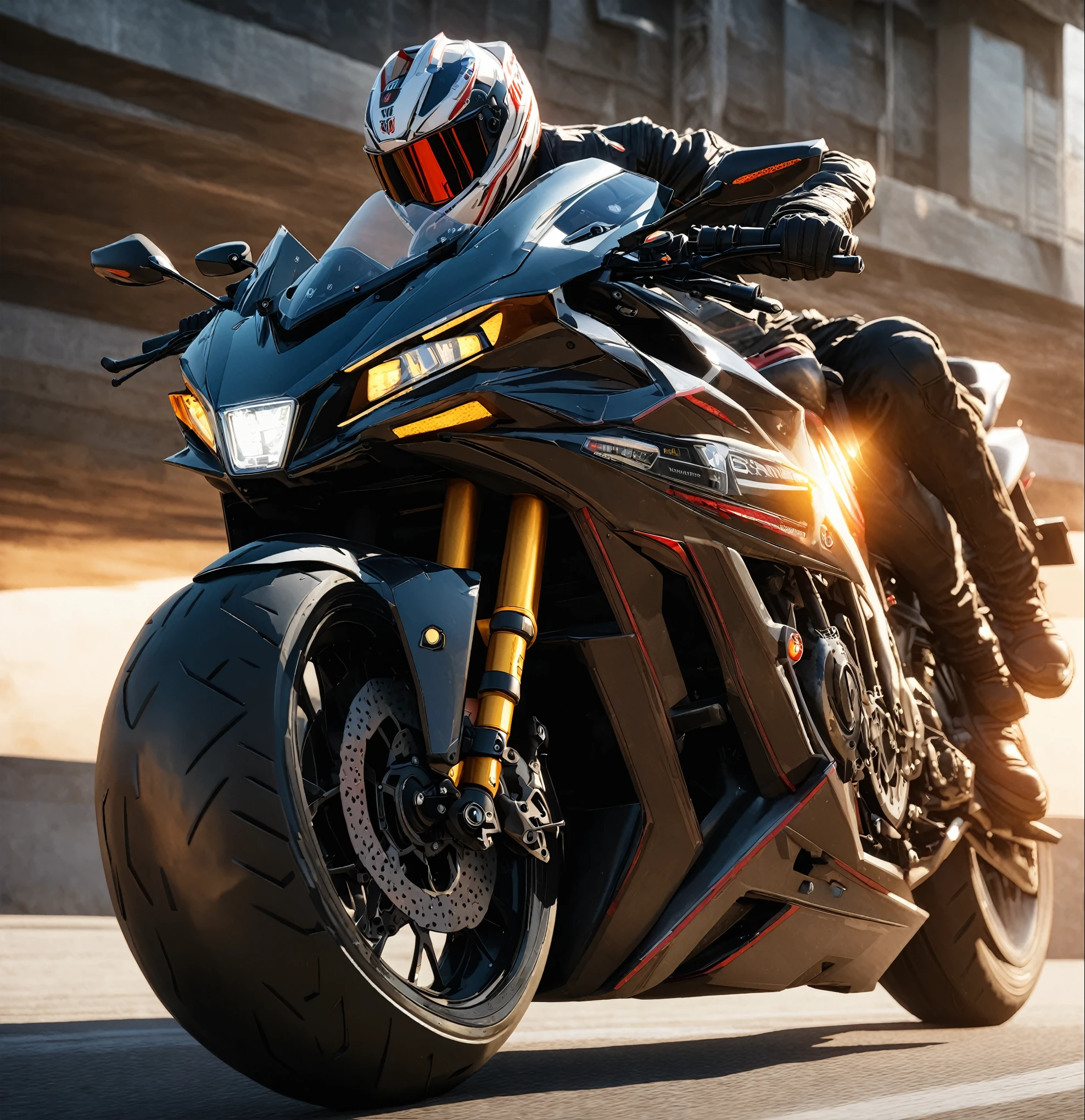 arafed motorcycle rider in a black leather jacket and helmet riding a motorcycle, riding a futuristic motorcycle, 坐在赛博朋克motorcycle上, daniel maidman octane rendering, photo realistic octane render, motorcycle, futuristic motorcycle, Octane rendering - N6, Realistically detailed octane rendering, Portraits, final octane render, 8k Octane comprehensive rendering, 8k Octane Rendering, 8 k octane render