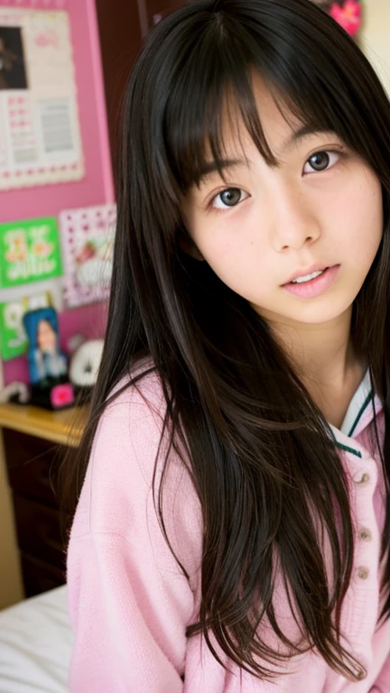 Japanese beautiful girl、bedroom、Ecstasy face、Completely naked、Cute junior high school girls、My hair is messy、I'm exhausted、Sweaty、Sweat droplets、Small breasts、Small undeveloped breasts、Lie on your back、Spread your legs、Spread your legs、Functional、masterpiece、Highest quality、High resolution、The body shines with sweat、Place your hands above your head、Slender and figure、Fainted with eyes open、((School uniforms scattered around))、Very Short Hair、Full body angle、Lying unconscious
