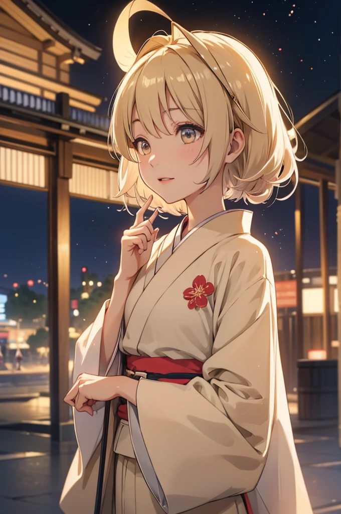 Takanashi hoshino kimono firework  niggt beige colored hair 