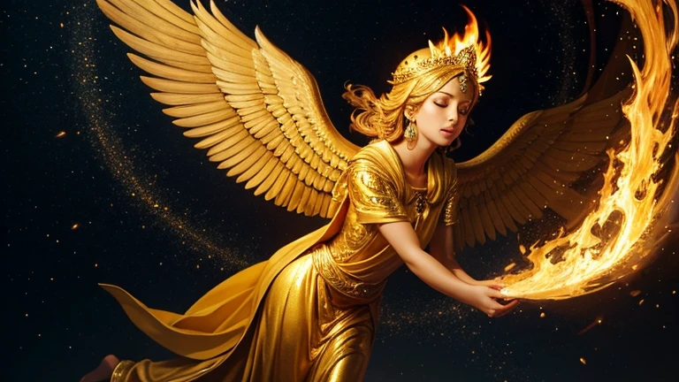 Holy spirit in a golden flame