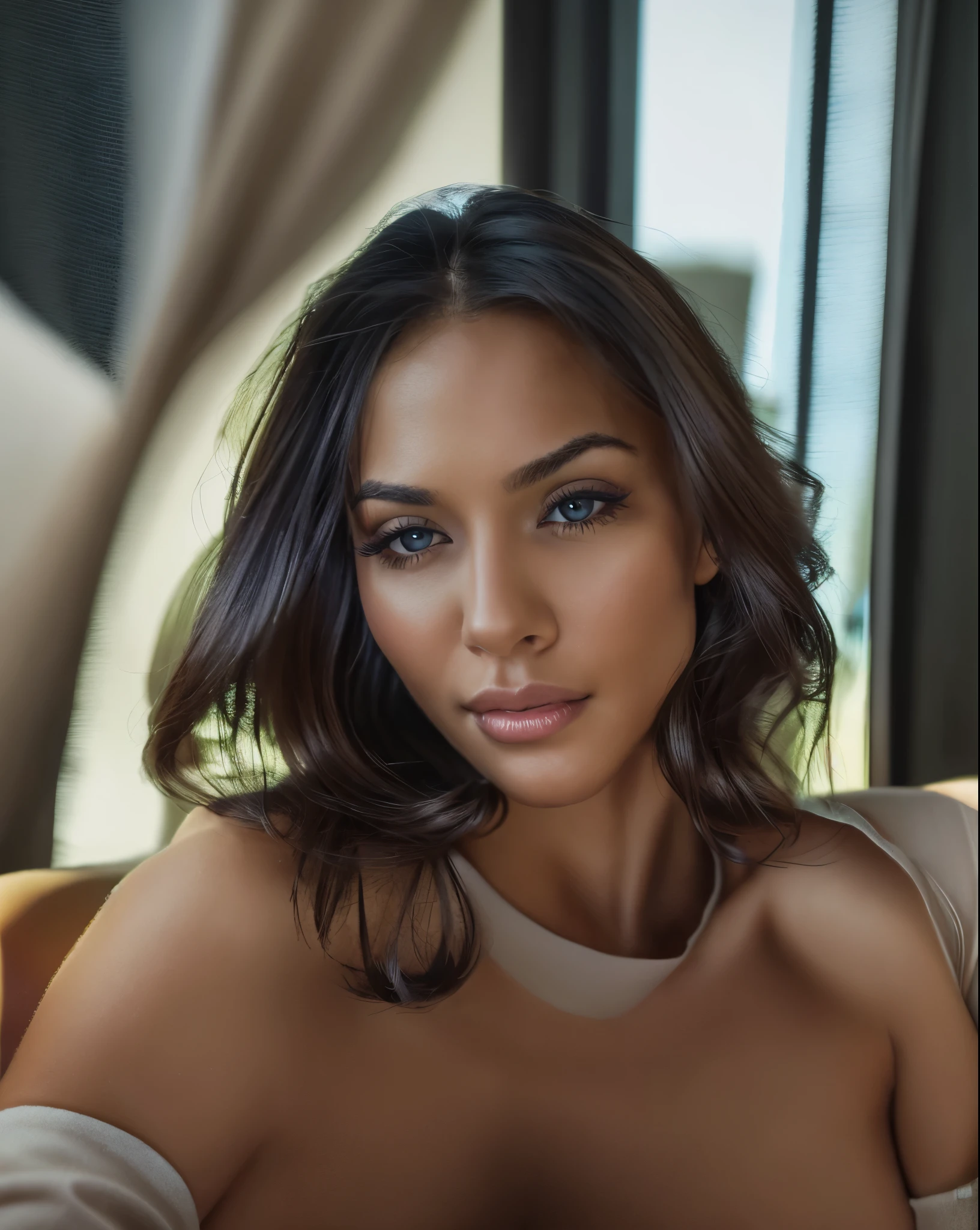 a beautiful smiling girl, extremely detailed eyes and face, long eyelashes, delicate facial features, high quality 8k resolution, cinematic lighting, photorealistic, masterpiece, intricate details, vibrant colors, soft skin, elegant hairstyle, natural setting, warm lighting, depth of field, volumetric fog, ambient occlusion, subsurface scattering