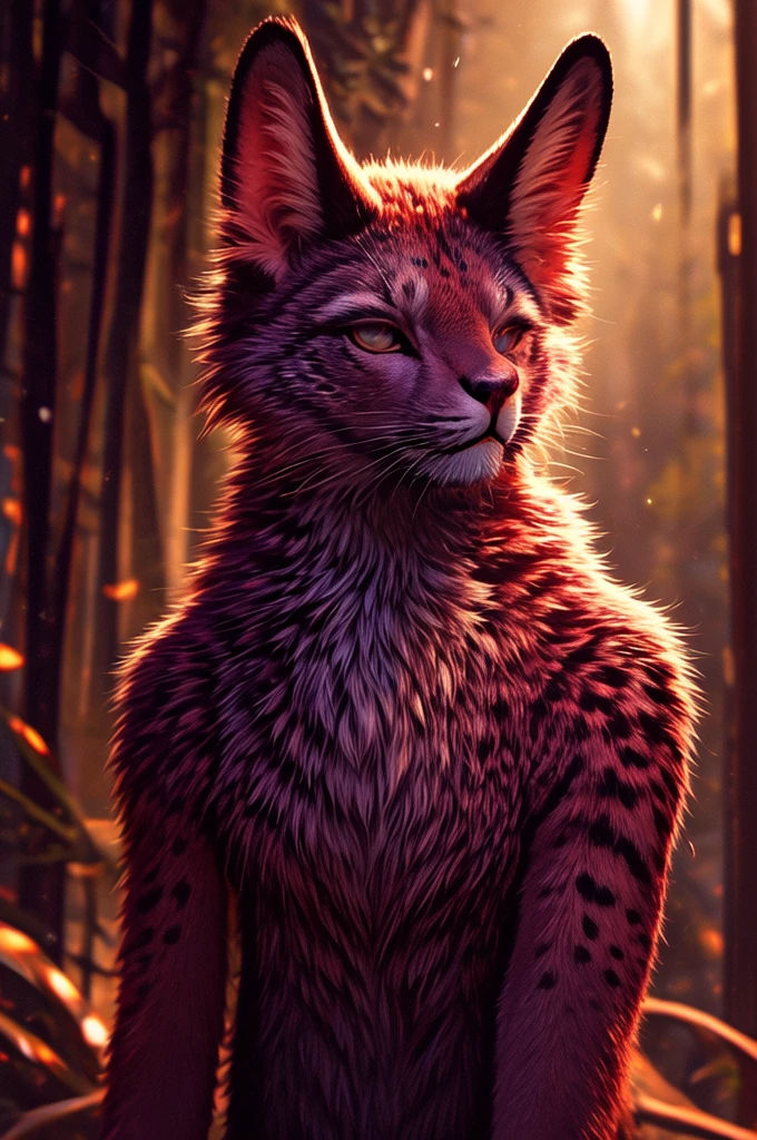 a highly detailed photo-realistic portrait of a sexy heavily pregnant serval, wearing a black tight square tank top and black tight sweat undies, beautiful detailed eyes, beautiful detailed lips, extremely detailed face, long eyelashes, intricate detailed fur, realistic textures, dramatic lighting, highly detailed background, cinematic composition, vibrant colors, realistic shadows, 8k, best quality, ultra-detailed, masterpiece, realistic, cinematic