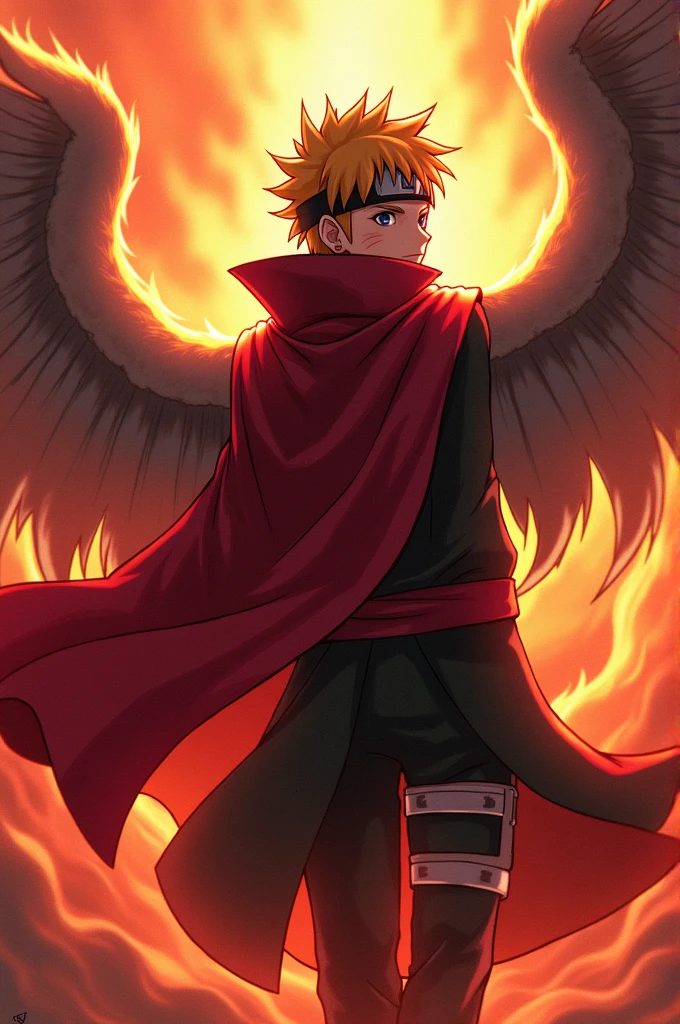 Anime character with wings and a red cape, Nine-Tailed Fox, naruto Whirlpool, Naruto's art style, pain From Naruto, Joker as Naruto, From Naruto, Joker is similar to Naruto, Whirlpool, naruto, itatchi uchiha, Burning hell, Fan art, akatsuki akira, super sayan, Ichigo Kurosaki, wallpaper!