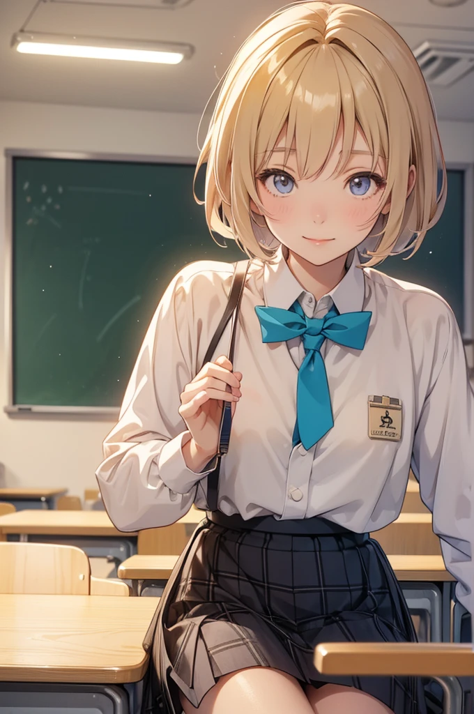 Takanashi hoshino school winter in the classroom beige colored hair , short hair