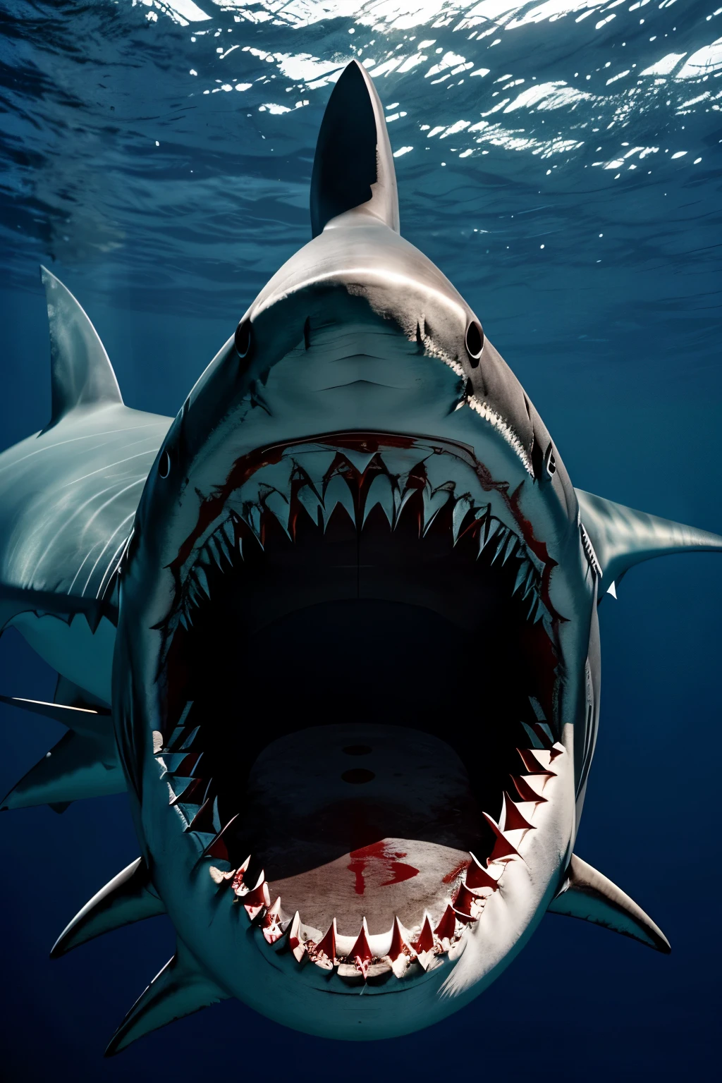 shark, teeth with blood