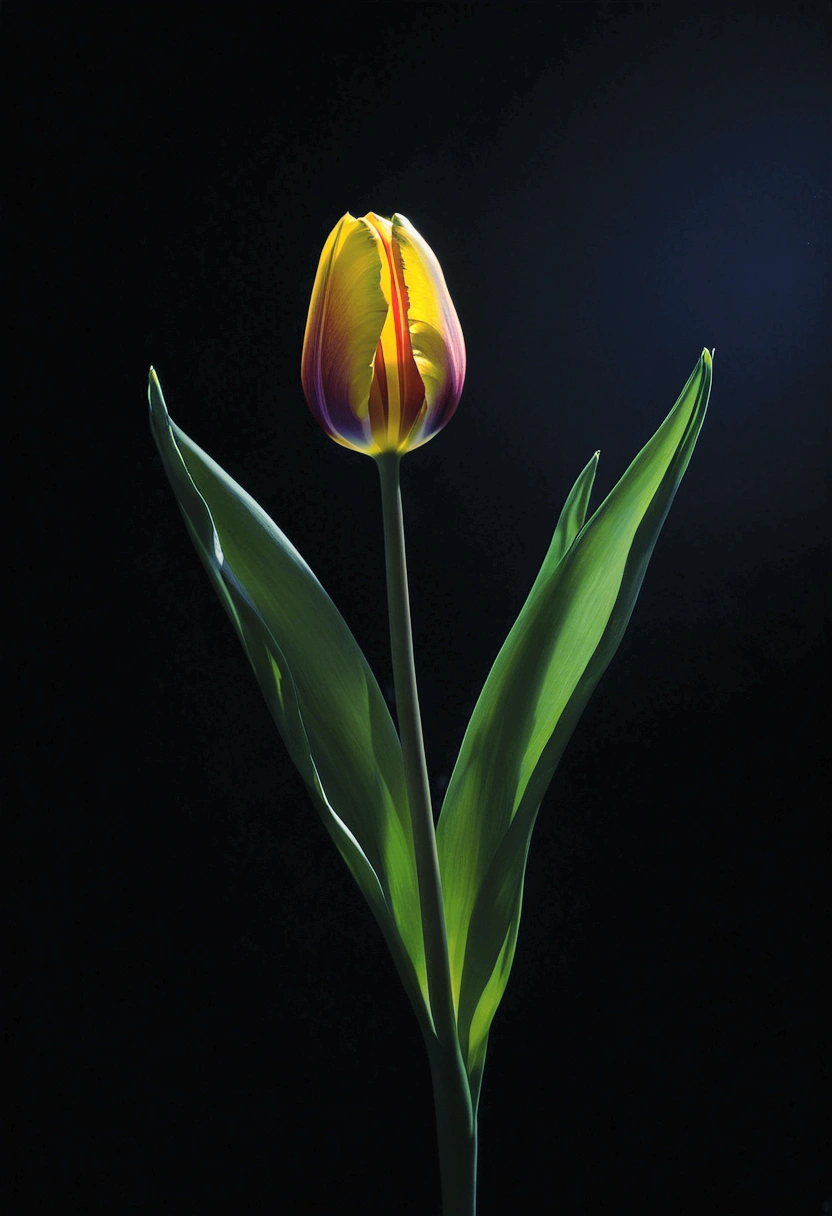 (Tulip:1.2), lmmerse yourself in the neon-lit, retro-futuristic garden in Retro Cyberpunk Visions, where the bright contrasts with the rough, forming a nostalgic yet futuristic scene, RAW photo, color graded, captivating chiaroscuro, dynamic movement, full body, (special effects:0.1), award-winning, cinematic still, emotional, vignette, dynamic, vivid, (masterpiece, best quality, photorealistic, Professional, perfect composition, very aesthetic, absurdres, ultra-detailed, intricate details:1.3)