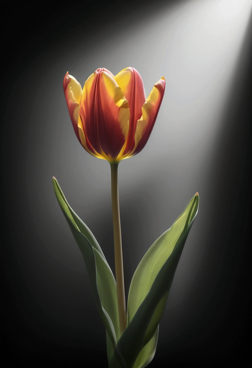 (Tulip:1.2), Capture the ethereal light and shadow in a stunning photograph with selective color details, revealing the hidden poetry of (glowing Tulip), RAW photo, color graded, captivating chiaroscuro, dynamic movement, full body, (special effects:0.1), award-winning, cinematic still, emotional, dynamic, vivid, (masterpiece, best quality, photorealistic, Professional, perfect composition, very aesthetic, absurdres, ultra-detailed, intricate details:1.3)
