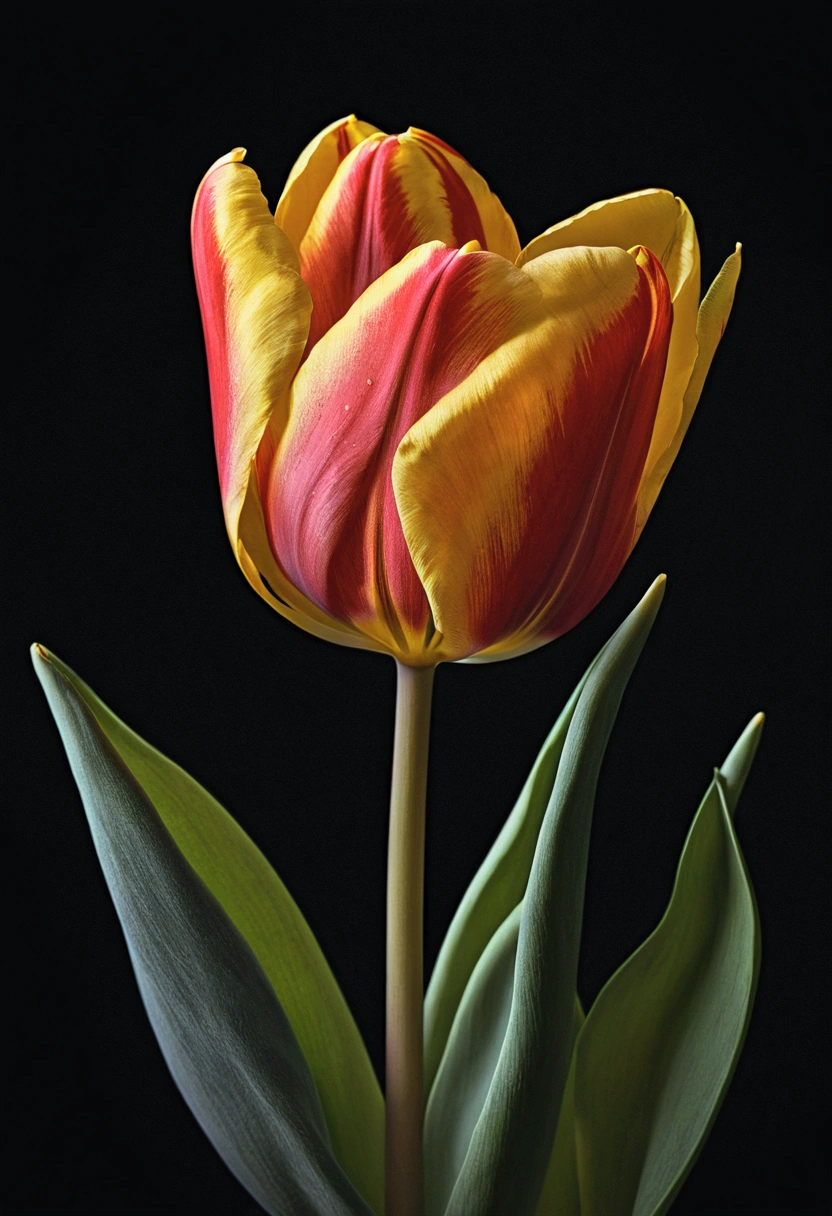 Tulip, by Del Kathryn Barton, cinematic still, chiaroscuro, dynamic, surreal, (best quality, masterpiece, photorealistic), very aesthetic, perfect composition, intricate details, ultra-detailed, vivid colors