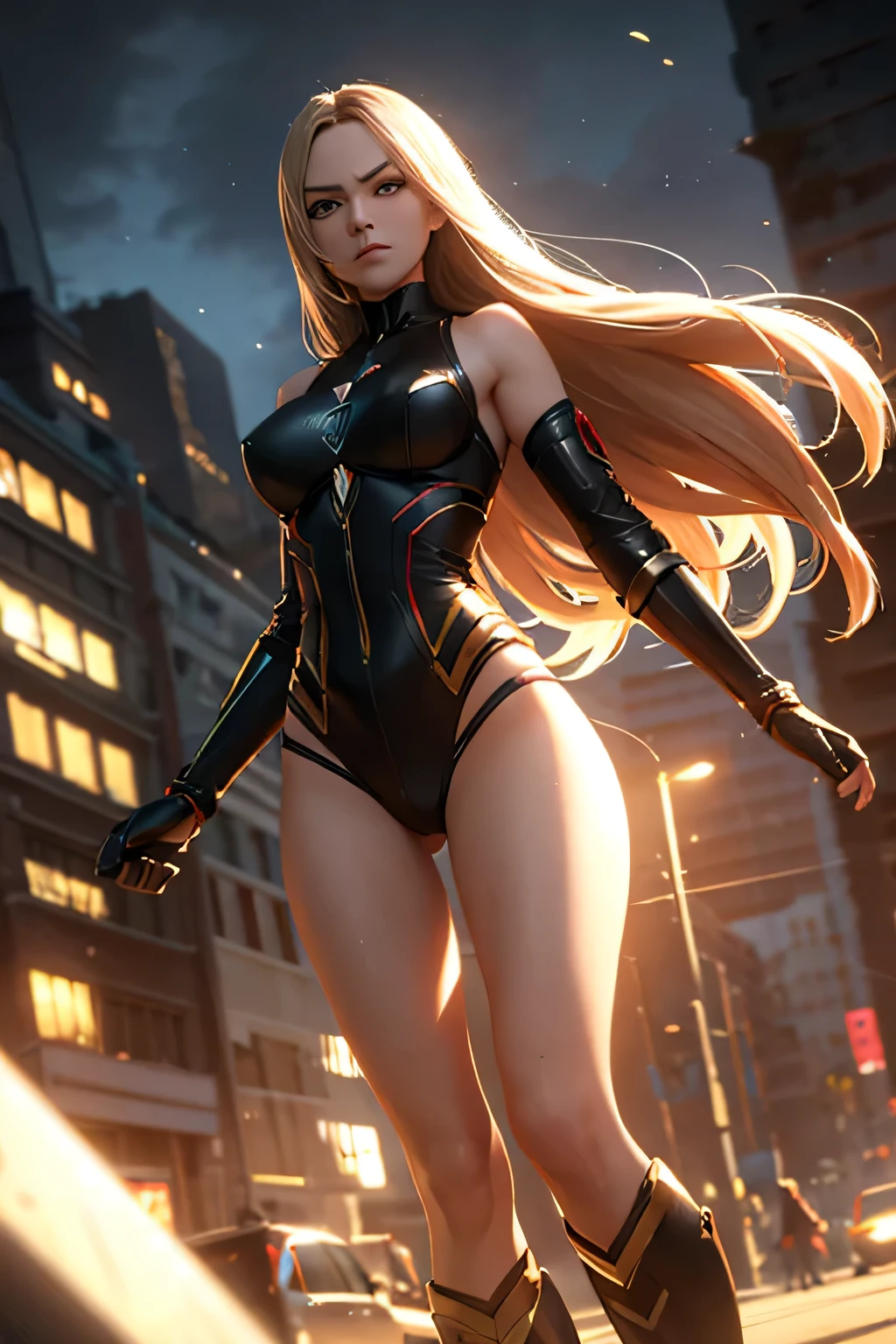 A superheroine wearing skimpy outfit, sleeveless, long hair, flying through city, chasing villains, no cape, no mask, dynamic pose, 3d, (8k), detailed texture,(hyperdetailed), (photo realistic), cinematic light, cinematic action, highly detailed, realistic, Isometric, full body, in frame, driven expression, dark theme, (extremely detailed eyes), detailed symmetric realistic face, extremely detailed natural texture, masterpiece, extremely detailed, amazing, fine detail, rich colors, hyper realistic lifelike texture, dramatic lighting, unreal engine, trending on art station, photo realistic, RAW photo, high quality, high res, sharp focus, extremely detailed, cinematic lighting, 8k, high definition, cinematic, neoprene, unreal engine 5, ultra sharp focus
