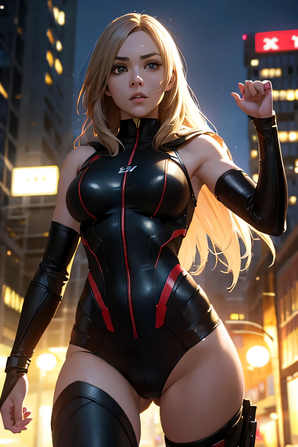 A superheroine wearing skimpy outfit, sleeveless, long hair, flying through city, chasing villains, no cape, no mask, dynamic pose, 3d, (8k), detailed texture,(hyperdetailed), (photo realistic), cinematic light, cinematic action, highly detailed, realistic, Isometric, full body, in frame, driven expression, dark theme, (extremely detailed eyes), detailed symmetric realistic face, extremely detailed natural texture, masterpiece, extremely detailed, amazing, fine detail, rich colors, hyper realistic lifelike texture, dramatic lighting, unreal engine, trending on art station, photo realistic, RAW photo, high quality, high res, sharp focus, extremely detailed, cinematic lighting, 8k, high definition, cinematic, neoprene, unreal engine 5, ultra sharp focus