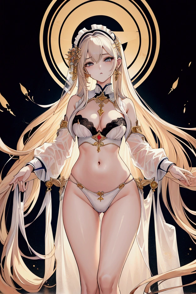 Highest quality, masterpiece, Ultra-high resolution, female、Flat chest、20-year-old、maid、Underdeveloped body、The 's body shape remains、A waist that is not very tight、Long Hair、I'll try my best to bring out the sexin、An almost non-existent cleavage