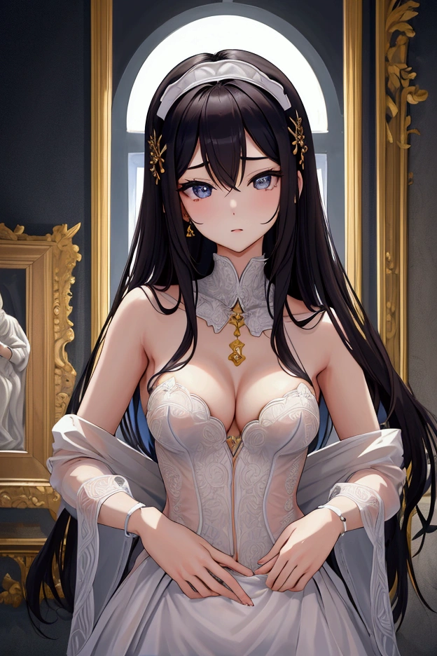 Highest quality, masterpiece, Ultra-high resolution, female、Flat chest、20-year-old、maid、Underdeveloped body、The child's body shape remains、A waist that is not very tight、Long Hair、I'll try my best to bring out the sexiness、An almost non-existent cleavage line