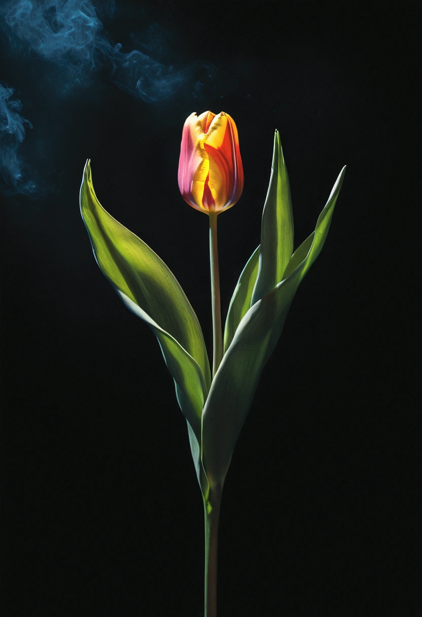 (Tulip:1.2), lmmerse yourself in the neon-lit, retro-futuristic garden in Retro Cyberpunk Visions, where the bright contrasts with the rough, forming a nostalgic yet futuristic scene, RAW photo, color graded, captivating chiaroscuro, dynamic movement, full body, (special effects:0.1), award-winning, cinematic still, emotional, vignette, dynamic, vivid, (masterpiece, best quality, photorealistic, Professional, perfect composition, very aesthetic, absurdres, ultra-detailed, intricate details:1.3)