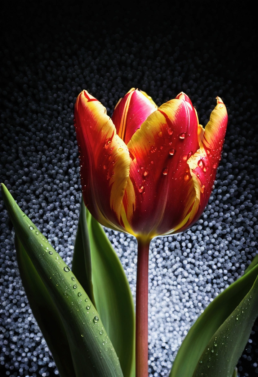 (Tulip:1.2), lmmerse yourself in the neon-lit, retro-futuristic garden in Retro Cyberpunk Visions, where the bright contrasts with the rough, forming a nostalgic yet futuristic scene, RAW photo, color graded, captivating chiaroscuro, dynamic movement, full body, (special effects:0.1), award-winning, cinematic still, emotional, vignette, dynamic, vivid, (masterpiece, best quality, photorealistic, Professional, perfect composition, very aesthetic, absurdres, ultra-detailed, intricate details:1.3)