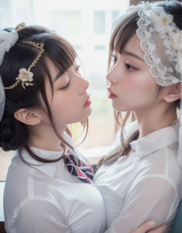8k,masterpiece,Japanese,Highest quality, two (students:1.1), (kiss:1.4), (reluctantly:1.6)