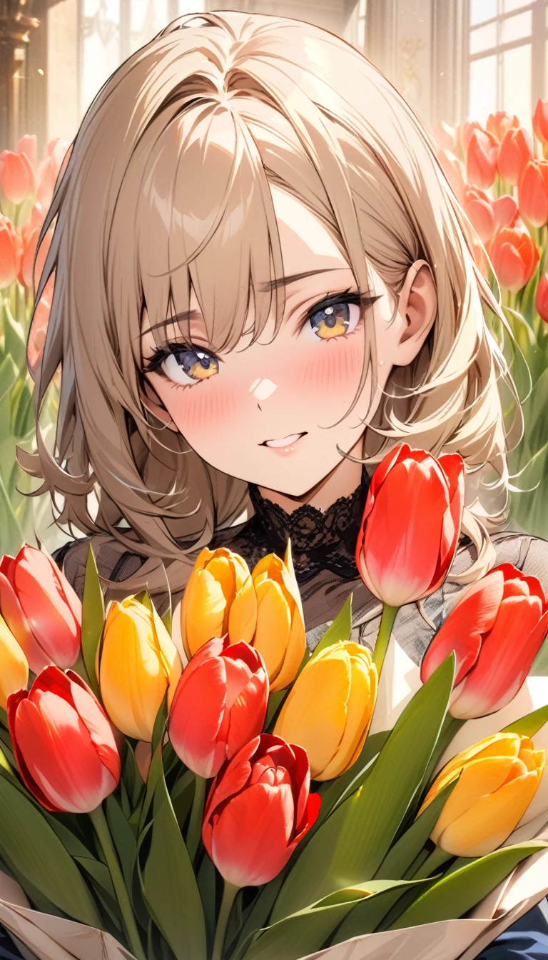 ((Top Quality)), ((Masterpiece)), tulip, bouquet, portrait