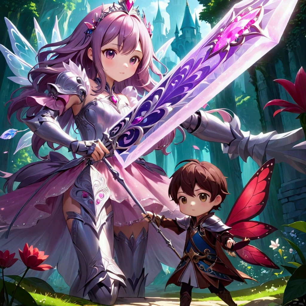 anime - style illustration of a girl and a boy dressed as fairy princess, epic fantasy art style hd, epic fantasy art style, fantasy art style, anime fantasy illustration, epic fantasy digital art style, 2. 5 d cgi anime fantasy artwork, jazza and rossdraws, anime fantasy artwork, fantasy game art style, epic fantasy style, rossdraws and jazza