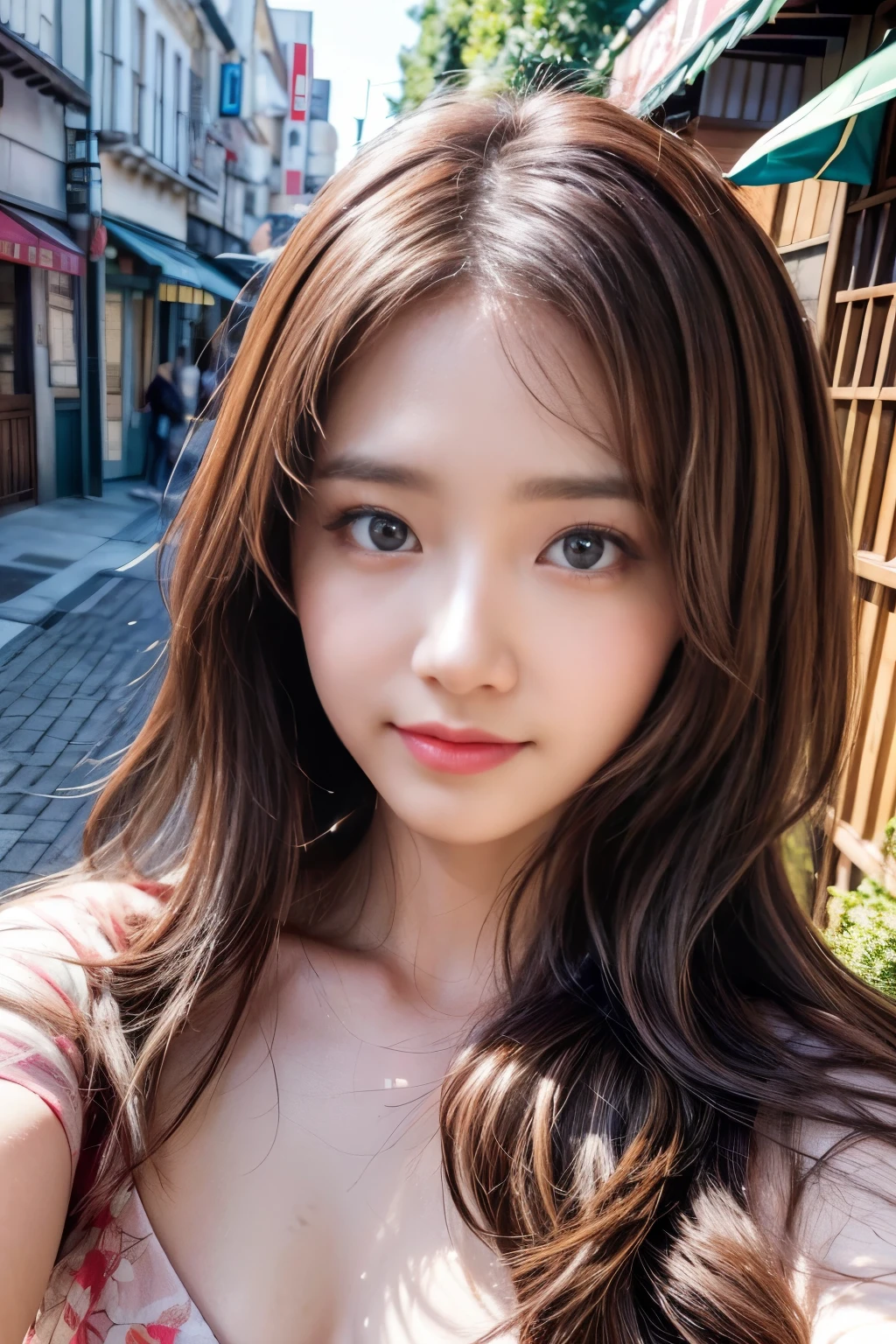 (masterpiece,best quality:1.4),(8k,raw photo,photo realistic:1.2),UHD, ,(shiny skin:1.4),detailed skin,detailed face,detailed eyes,(beautiful sparkling eyes:1.2),Symmetrical eyes,Detailed ear,1girl,natural make-up,(((Japanese idol))),((beautiful Japanese)),(face of the Golden Ratio),Detailed Background,Beautiful shiny hair,smile,(((cute teen))),((Average teen breasts)),shiny breast,upper body,(Detailed 2024 Popular Summer dress for Teenagers),((open one's mouth)),((sharp face)),natual light,,(Very detailed ,2024 trend design,online shopping,LUMINE® Market,),((cute student)),Instagram Style,,flatchest,
small breast,(Detailed Ancient townscape,Great location),sakuragun