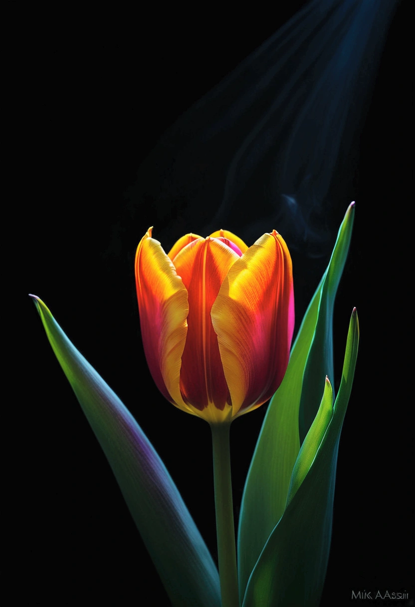 Tulip, by Del Kathryn Barton, cinematic still, chiaroscuro, dynamic, surreal, (best quality, masterpiece, photorealistic), very aesthetic, perfect composition, intricate details, ultra-detailed, vivid colors