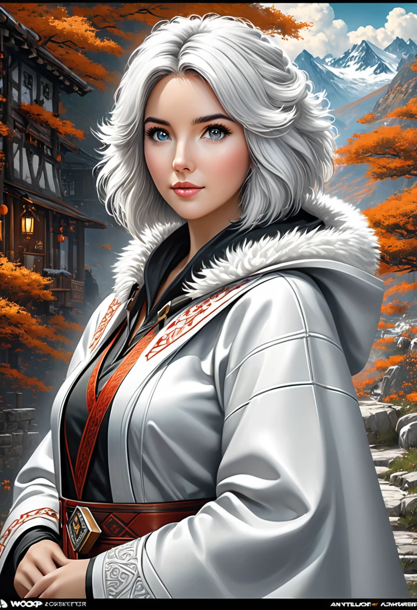 Anthropomorphic female english sheepdog mage. Official Art – Charecter profile. An Award-Winning Digital Masterpiece In 4K Ultra HD, Extreme Detail And Intricate Realism. Symmetrical Face. This Concept Art Brought To Life By The Hands Of Artists Like Wlop & Artgerm In A Stunning 2D Vector Illustration.Background Is A Panoramic Vista.