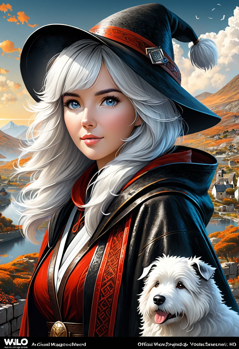 Anthropomorphic female english sheepdog mage. Official Art – Charecter profile. An Award-Winning Digital Masterpiece In 4K Ultra HD, Extreme Detail And Intricate Realism. Symmetrical Face. This Concept Art Brought To Life By The Hands Of Artists Like Wlop & Artgerm In A Stunning 2D Vector Illustration.Background Is A Panoramic Vista.