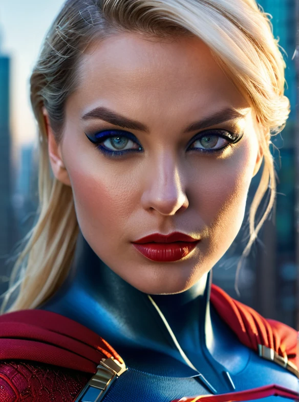 a blonde female superhero, a male superhero, standing on a globe, city background, best quality, 4k, 8k, highres, masterpiece:1.2, ultra-detailed, realistic, photorealistic, photo-realistic:1.37, HDR, UHD, studio lighting, ultra-fine painting, sharp focus, physically-based rendering, extreme detail description, professional, vivid colors, bokeh, concept art, science fiction, superhero, cityscape, detailed facial features, detailed eyes, detailed lips, detailed nose, highly detailed, dramatic lighting, epic, heroic, cinematic, dynamic composition