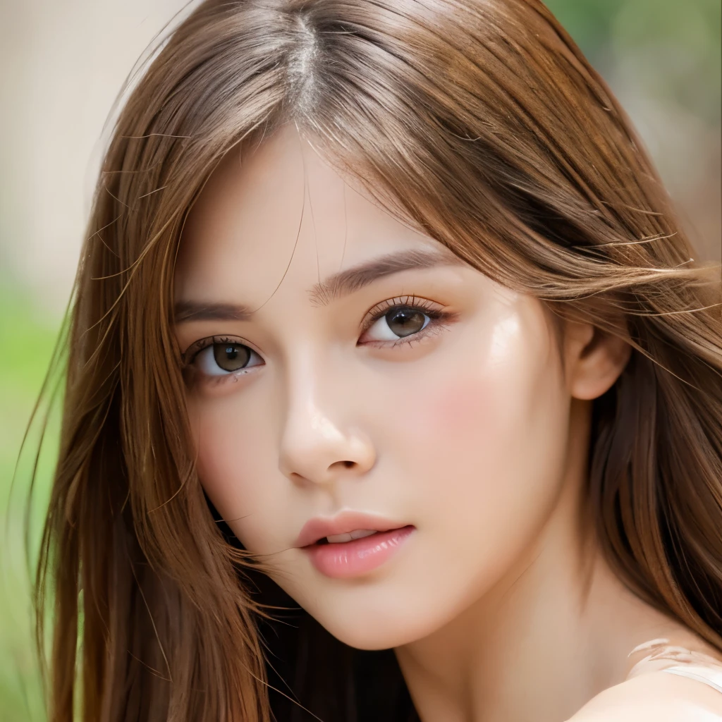 highest quality, work, (Realistic: 1,2), 1 girl, Brown Hair, Brown eyes, front, Detailed face, Beautiful Eyes