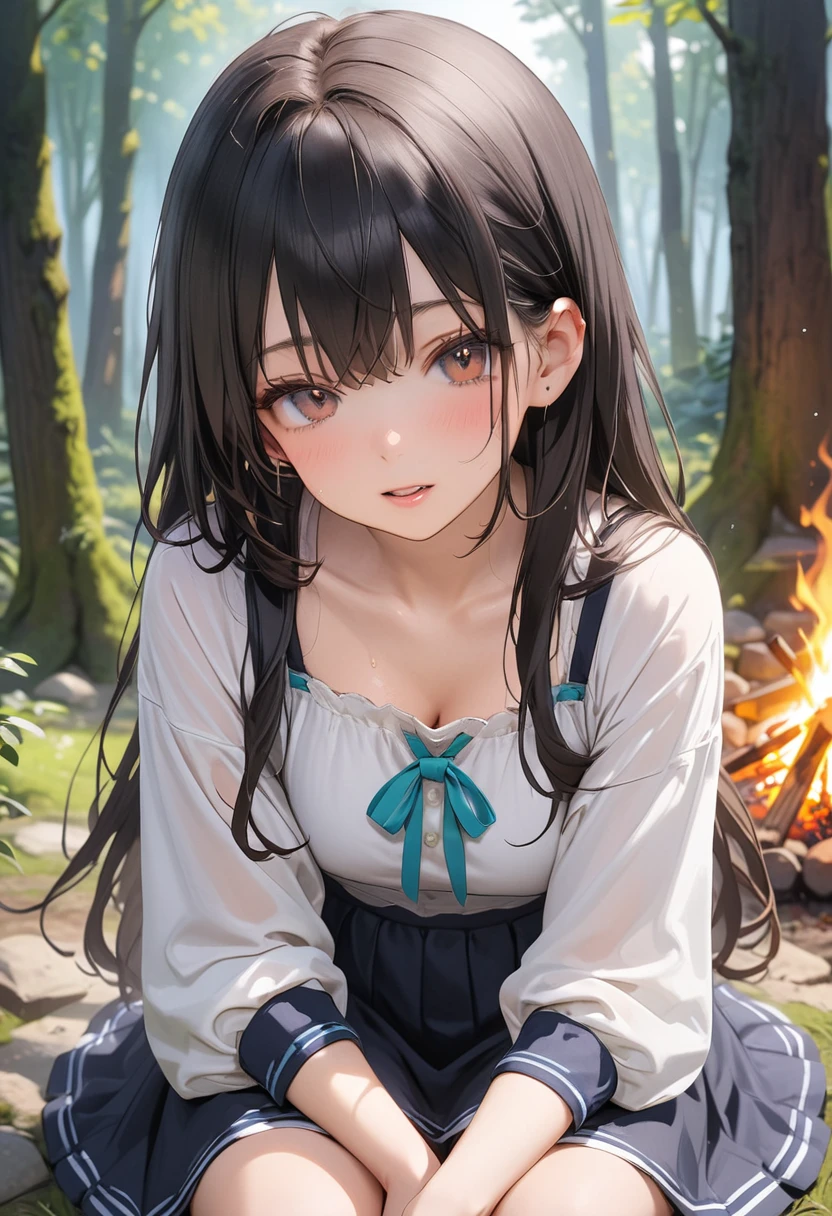 ((日本人のgirl1人、aldult)), ( small)), Black Hair、Brown Hair、masterpiece, 最high quality, high quality, Highly detailed 8K wallpapers,Beautiful Eyes、in the forest、Pink Hair、Tropics、Extreme heat、Heavy breathing、breathe、Sweat、Head ornament、cute girls、Cute Bunny Girl、Bold Pose、(Open your mouth、Small fangs、Embarrassed face、teethぁ、orgasm、snake、:teeth)、大きなsnake、スカートの下からsnake、No fixes、Rippling Belly、(girl、classmate、Squid Belly、Wearing pink)、（No underwear）、Beautiful flat breasts、（激しいSweat）、(Saliva volume:1.4）、(、Cute belly、Before menarche、Abdominal distention、Cute bare skin）、（Pregnant women:1.1）、(A comfortable face、Beautiful Face）、（serving）、（Trembling、body fluid、slime:1.2）、Life-size、In front of the camera、Walk with your feet together