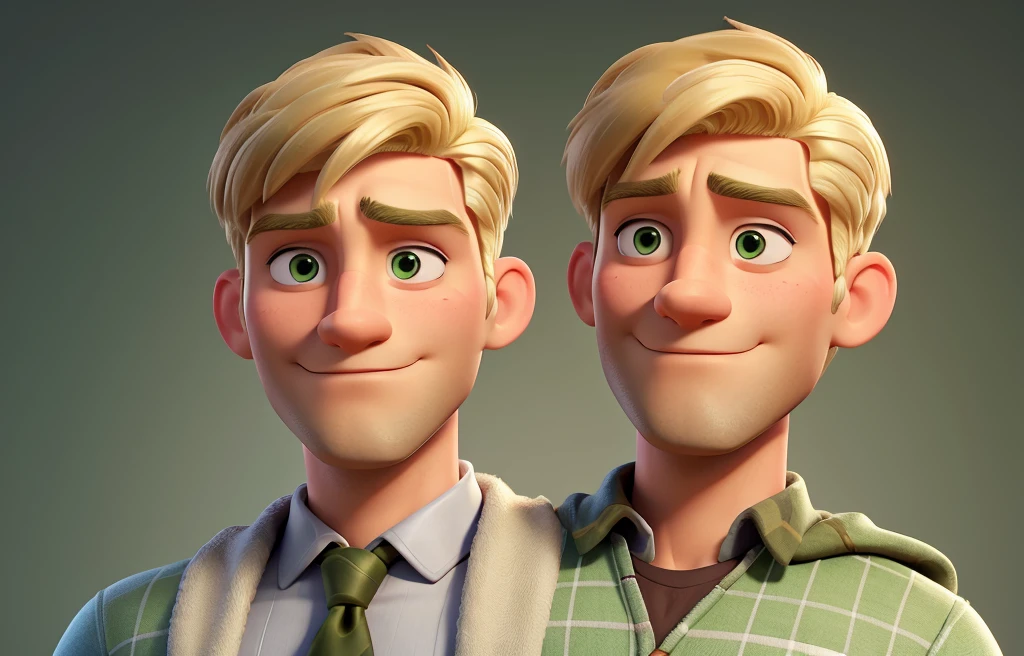 "Create an illustration of a handsome 30-year-old man with short blonde hair, green eyes, blonde eyebrows, a masculine face, and a slightly round face shape. He should be dressed as a superhero, appearing somewhat strong but not overly muscular, similar to Mr. Incredible. The man should be alone in the illustration, showcasing his heroic and confident pose, with a dynamic costume and determined expression. Ensure there are no duplications."