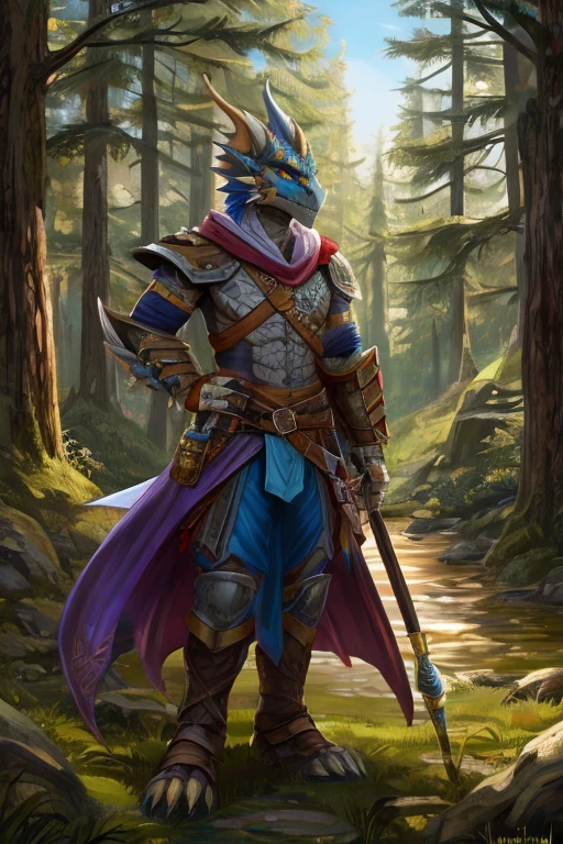 Blue Dragonborn, Bard, forest
