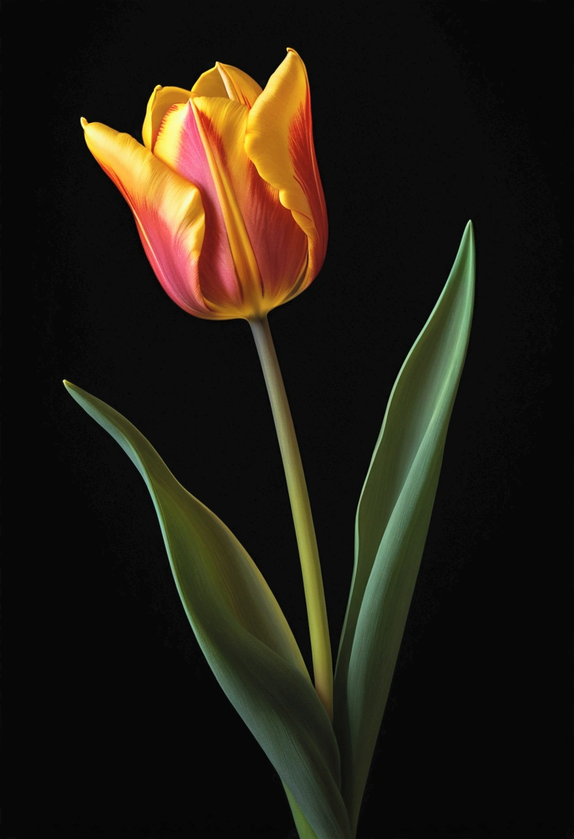 Tulip, by Art Deco, cinematic still, chiaroscuro, dynamic, surreal, (best quality, masterpiece, photorealistic), very aesthetic, perfect composition, intricate details, ultra-detailed, vivid colors