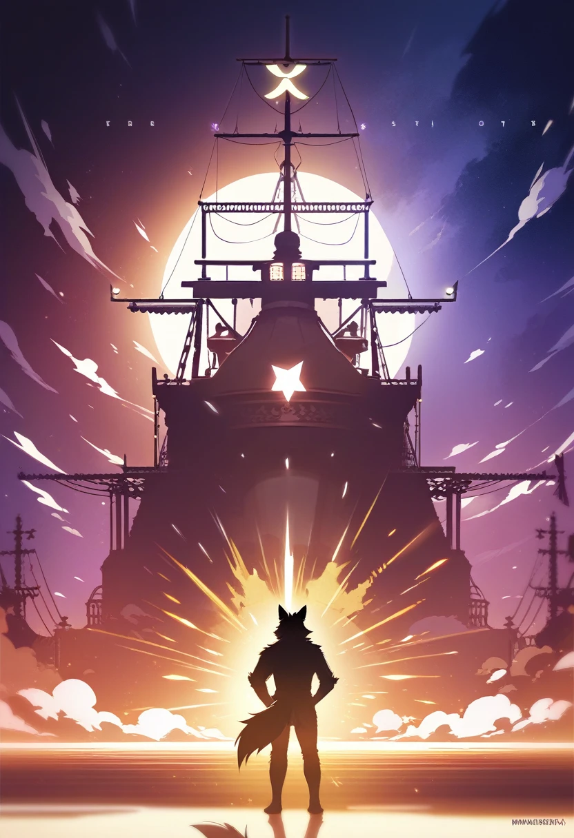 cover page, highres, top quality, best quality, paid reward available, unparalleled masterpiece, perfect artwork, absurdres, High-quality illustrations, super high resolution, detailed background, perfect anatomy(kemono, furry anthro, boy, girl)Hospitals with power outages, Spooky creatures, Pirate Ship, a pirate, good lighting, cinematic shadow,