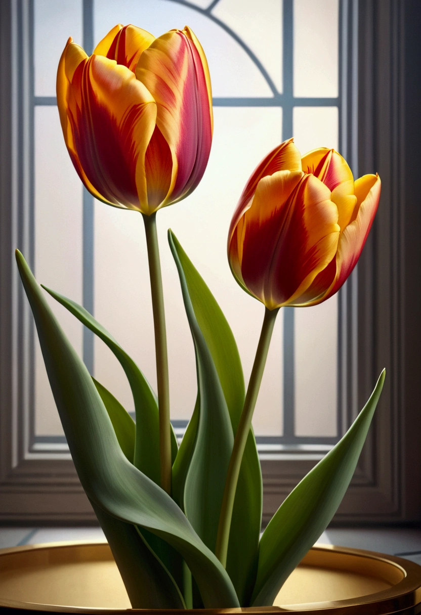 Tulip, by Del Kathryn Barton, cinematic still, chiaroscuro, dynamic, surreal, (best quality, masterpiece, photorealistic), very aesthetic, perfect composition, intricate details, ultra-detailed, vivid colors