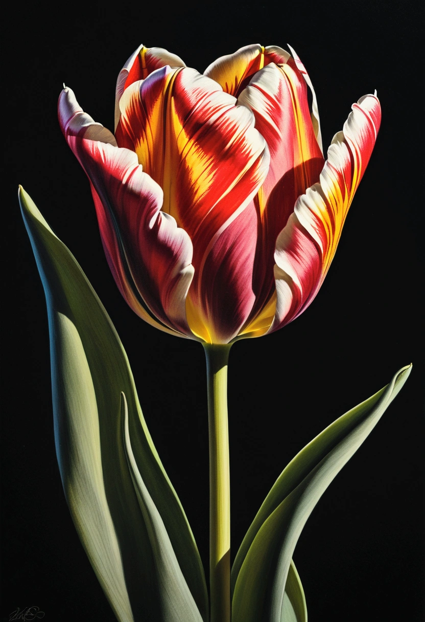 Tulip, zentagle, Zentangle, cinematic still, chiaroscuro, dynamic, surreal, (best quality, masterpiece, photorealistic), very aesthetic, perfect composition, intricate details, ultra-detailed, vivid colors
