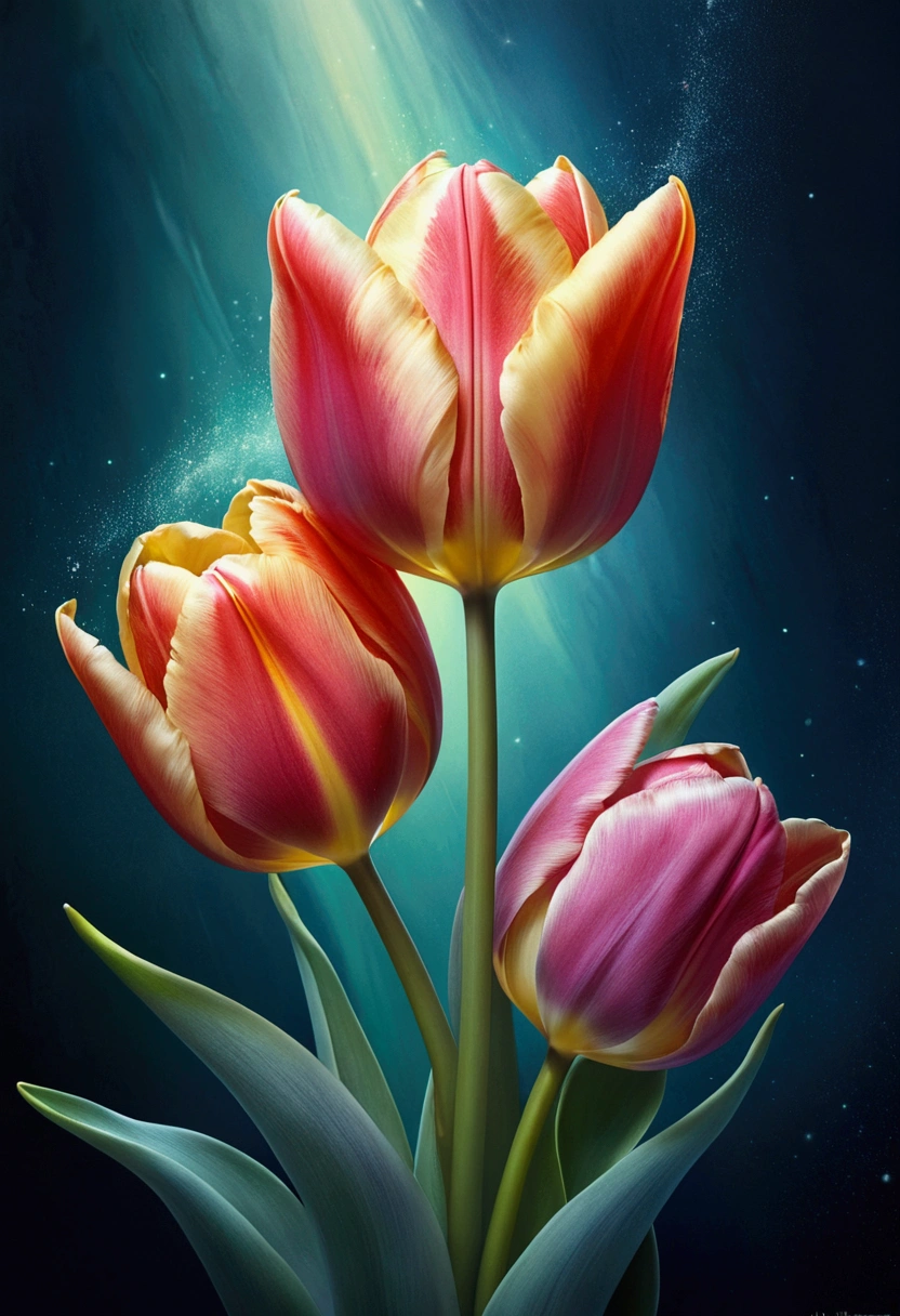 Tulip, by Del Kathryn Barton, cinematic still, chiaroscuro, dynamic, surreal, (best quality, masterpiece, photorealistic), very aesthetic, perfect composition, intricate details, ultra-detailed, vivid colors