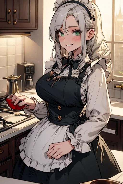 highest quality、masterpiece、((1 girl:1.5))、((smile:1.3))、(blush:1.4)、Black Shirt、blouse、((fun!!))、(Small breasts)、()、Blonde、(Long sleeve)、((White apron:1.5))、((Maid))、((hair ornaments)),、Kamimei、look at me、 ((in house:1.5))、 Taking a break from watching the audience、Cowboy Shot、((Shaved:1.5))、(Roll-up skirt:1.3)、(Fully exposed and highly detailed labia:1.5)、((Skirt lift:1.5)),()、()、、(スカート that rolls up:1.3)、()、Light blue eyes、long hair、Glowing Eyes