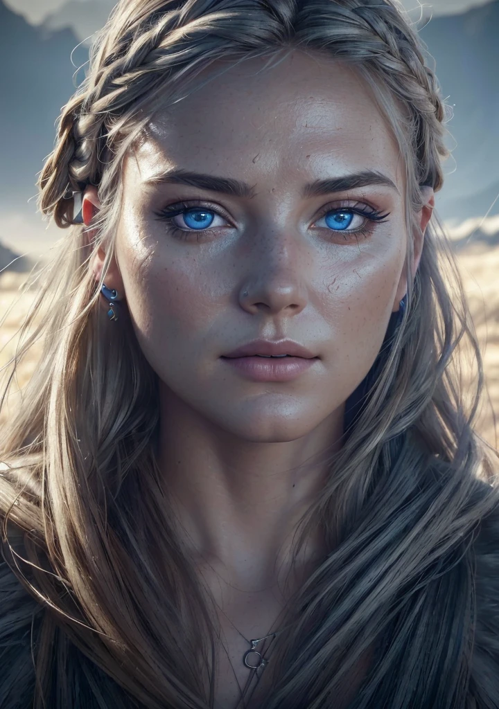 analog style, model shoot style, RAW close portrait of a warror viking 1woman, ((beautiful face: 1.7,
perfect face:1.3)), (from above:1.2), best quality, epic (by lee jeffries photo, sony a7, 50 mm, pores:1.5, colors, hyperdetailed:1.5, film grain:1.4,
hyperrealistic: 1.5), hyper-realistic lifelike texture, masterpiece, unreal engine 5, Extremely detailed CG unity 8k wallpaper, realistic blue eyes,
Madly detailed photo, (ecstasy of light and shadow, deep shadow), (Winner of the Pulitzer Prize for Photography and Taylor Wessing Photographic Prize) dressed in Viking clothing.