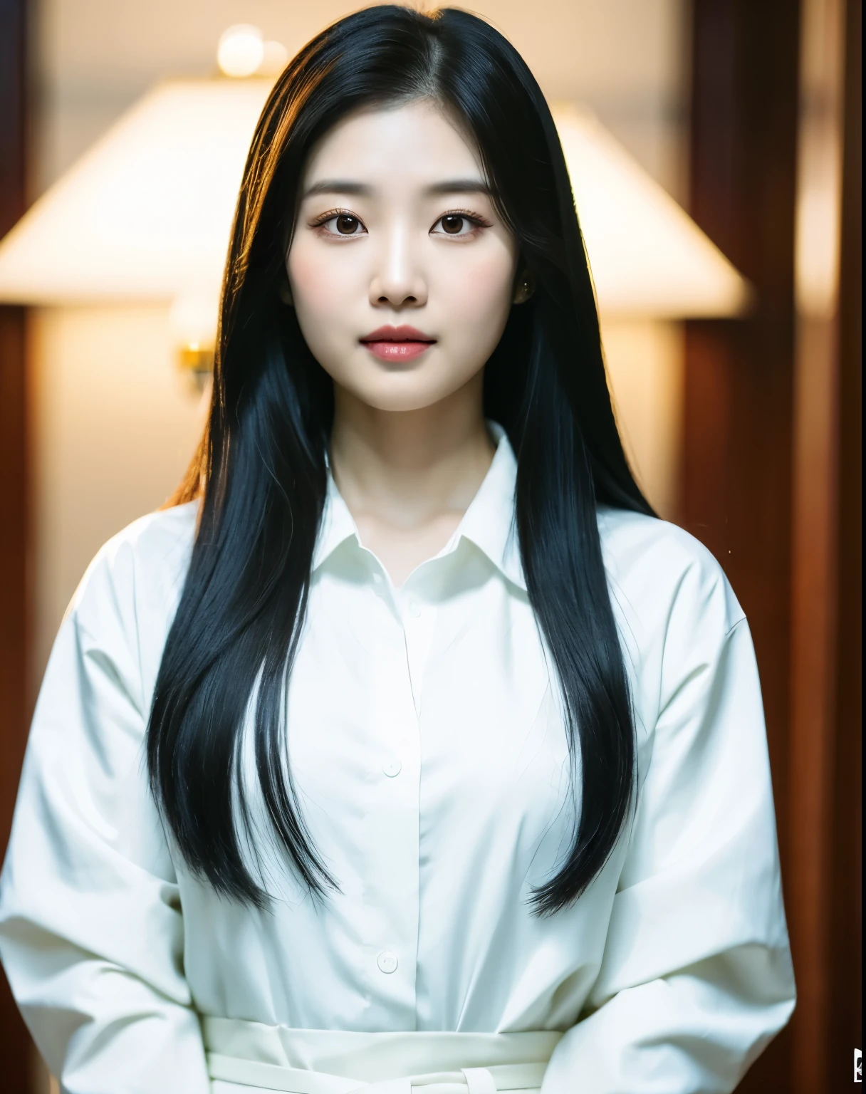 araffe asian woman with long black hair and a white shirt, bae suzy, jaeyeon nam, iu lee ji-eun as a super villain, hwang se - on, jinyoung shin, lee ji-eun, lee ji - eun, kwak ji young, female actress from korea, portrait jisoo blackpink, 8k 50mm iso 10