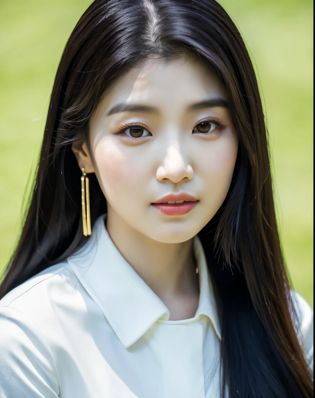 araffe asian woman with long black hair and a white shirt, bae suzy, jaeyeon nam, iu lee ji-eun as a super villain, hwang se - on, jinyoung shin, lee ji-eun, lee ji - eun, kwak ji young, female actress from korea, portrait jisoo blackpink, 8k 50mm iso 10