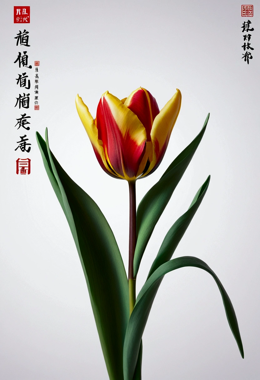 Tulip, by Qi Baishi, cinematic still, dynamic movement, surreal, (best quality, masterpiece, photorealistic), very aesthetic, perfect composition, intricate details, ultra-detailed, vivid colors