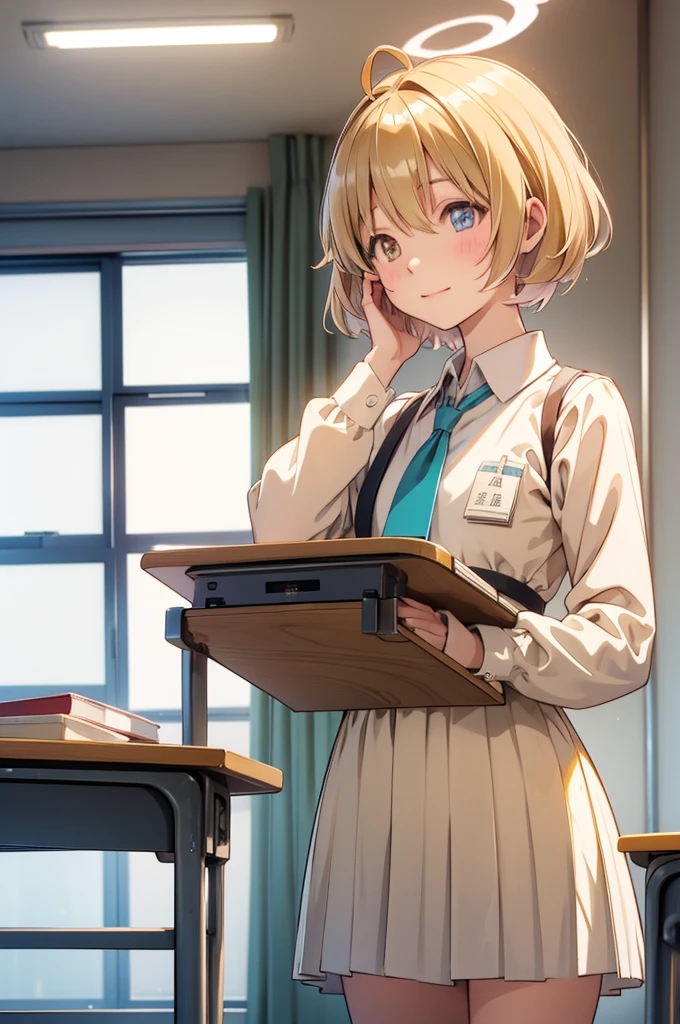 Takanashi hoshino winter in the classroom beige colored hair, short hair