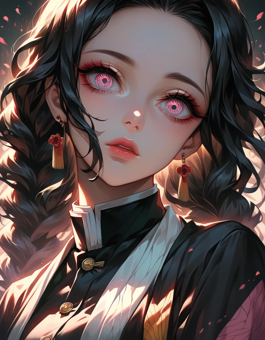 ((masterpiece)), ((best quality)), ((highres)), ((extremely detailed)), tanjiro kamado, demon slayer, kimetsu no yaiba, portrait, beautiful detailed eyes, beautiful detailed lips, extremely detailed face, long eyelashes, sharp focus, professional, vivid colors, warm lighting, dramatic lighting, epic, cinematic, intricate details, high fantasy, dark fantasy, moody atmosphere