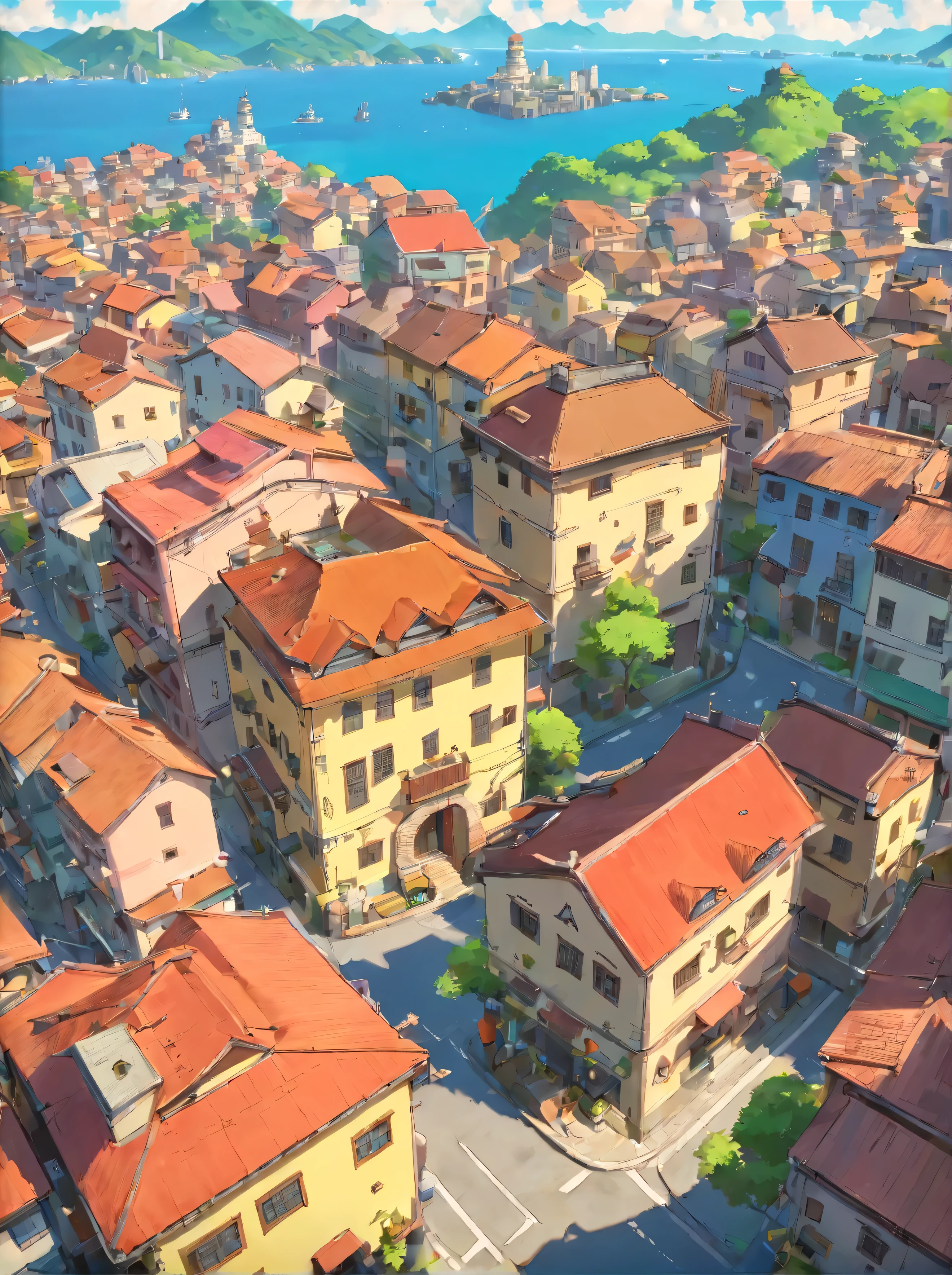 mapa do jogo, View in 3rd person, mapa da cidade, com apartamento, with buildings, com escola, alta qualidade, Next Sea, ((..3d)), Very detailed, master part