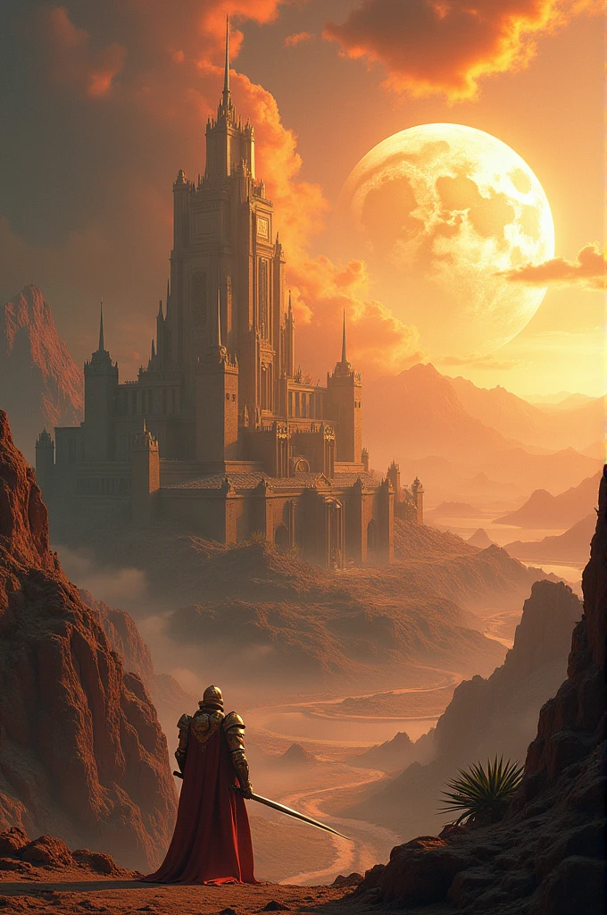 (best qualityer,4K,8k,high resolution,work of art:1.2),ultra detali,(realisitic,photorealisitic,photo-realisitic:1.37),fantasy race,Planet Mercury,armors,detailed characters,Golden City,wide plan,Zoom out,distant shot,buildings,citadel,city rings,architechture,Different features,wide plan,paisagem de outro mundo,futuristic elements,shiny metal armors,elaborate helmets,fantastic weapons,glowing shields,breathtaking scenery,mysterious atmosphere,Distant Horizon,ethereal lighting,swirly vibrant colors,celestial beings,dynamic poses,Epic battle scene,creatures from another world,supernatural beings,magical energy,fascinating aura,Cosmic powers,Mythical creatures,Powerful Guardians,sculpted muscles,fierce expressions,alien tech,Advanced weaponry,interstellar travel,Astral realm,ancient civilization,timeless beauty,mythological tradition,grand temples,Heavenly Bodies,starry sky,intergalactic warriors,majestic structures,extraterrestrial artifacts, buildings only