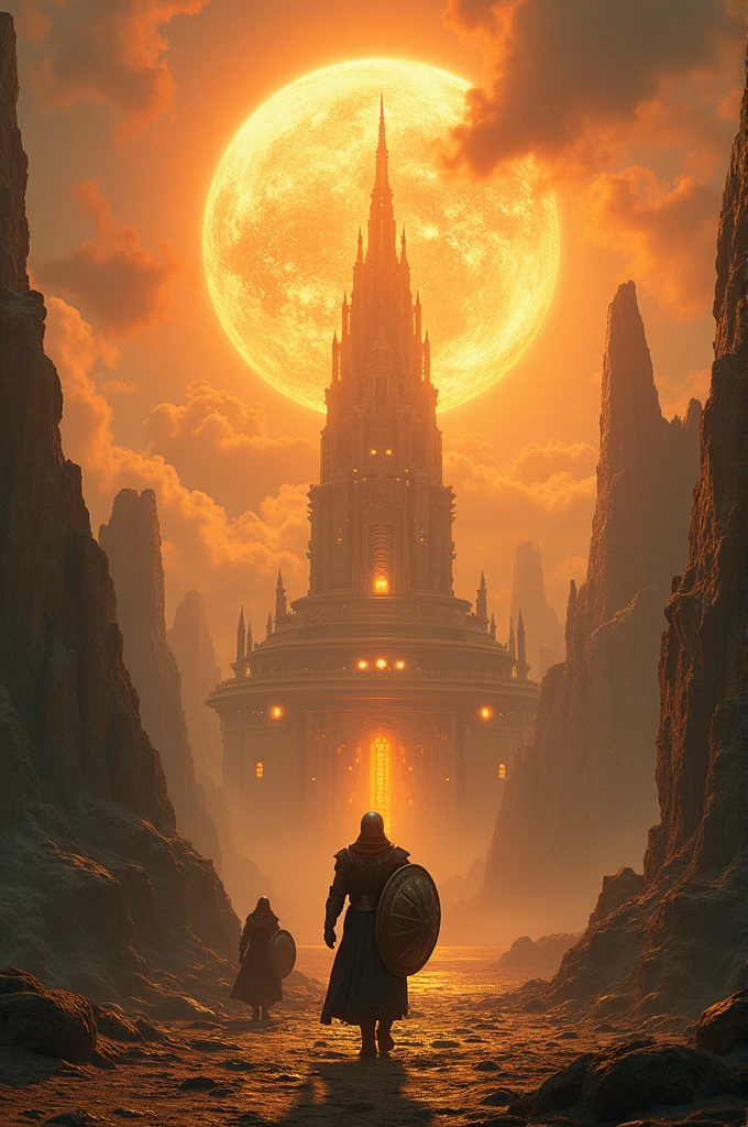 (best qualityer,4K,8k,high resolution,work of art:1.2),ultra detali,(realisitic,photorealisitic,photo-realisitic:1.37),fantasy race,Planet Mercury,armors,detailed characters,Golden City,wide plan,Zoom out,distant shot,buildings,citadel,city rings,architechture,Different features,wide plan,paisagem de outro mundo,futuristic elements,shiny metal armors,elaborate helmets,fantastic weapons,glowing shields,breathtaking scenery,mysterious atmosphere,Distant Horizon,ethereal lighting,swirly vibrant colors,celestial beings,dynamic poses,Epic battle scene,creatures from another world,supernatural beings,magical energy,fascinating aura,Cosmic powers,Mythical creatures,Powerful Guardians,sculpted muscles,fierce expressions,alien tech,Advanced weaponry,interstellar travel,Astral realm,ancient civilization,timeless beauty,mythological tradition,grand temples,Heavenly Bodies,starry sky,intergalactic warriors,majestic structures,extraterrestrial artifacts, buildings only