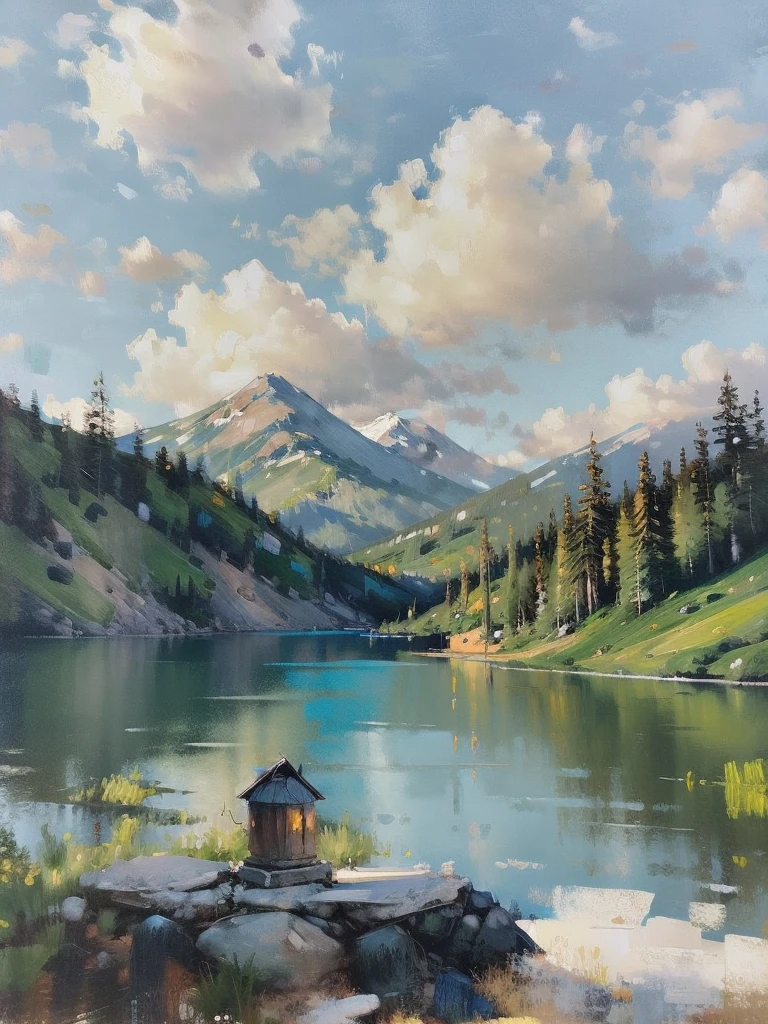 Mountain Landscape Print | Vintage Oil Painting