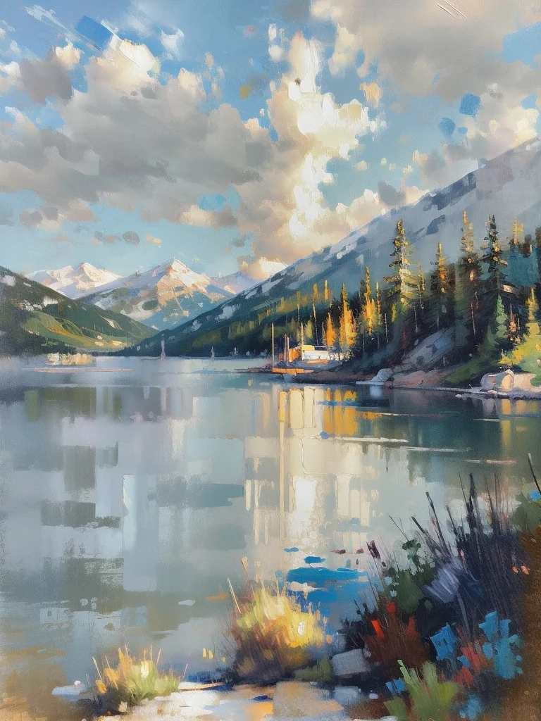 Mountain Landscape Print | Vintage Oil Painting