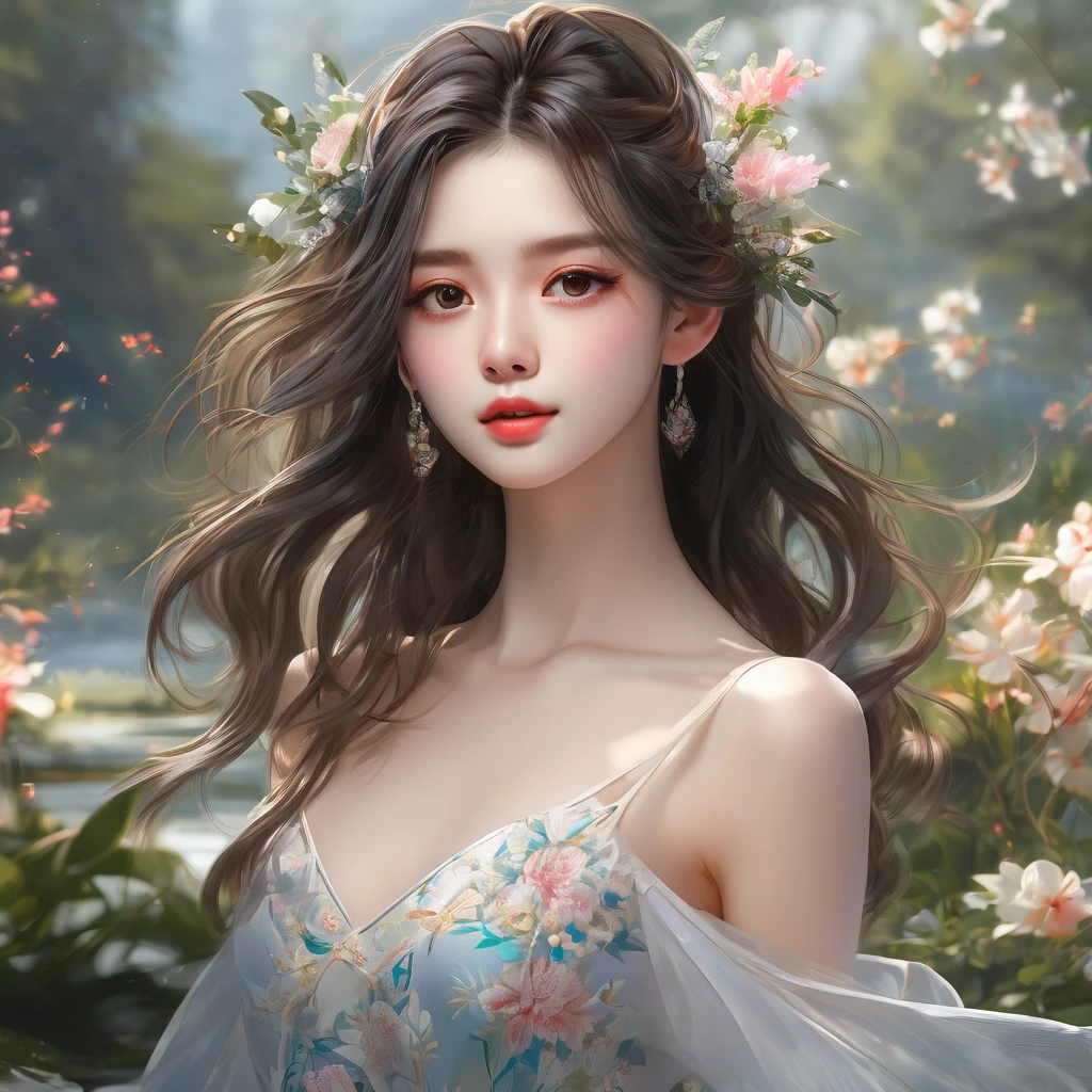 Highest quality, outstanding details, super high resolution, (fidelity: 1.4), the best illustration, favor details, highly condensed 1girl, with a delicate and beautiful face, delicate collarbone, high-quality fishtail skirt, shyness
